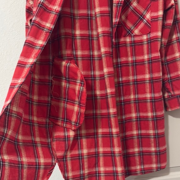 Love Tree Red Plaid removable Hood long cardigan shirt with pockets M - Picture 4 of 11